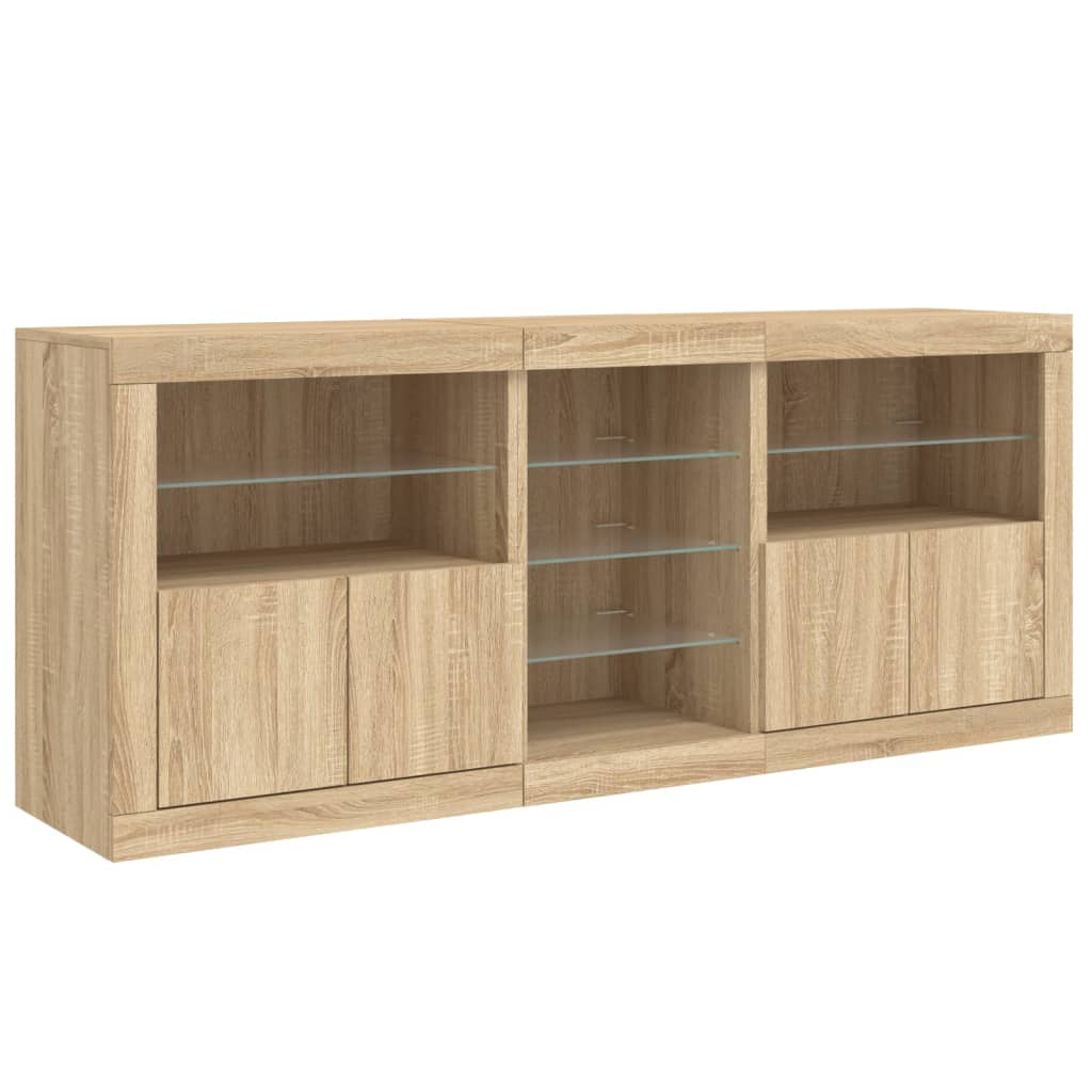 Buffet avec lumières LED chêne sonoma 181,5x37x67 cm - XIOS