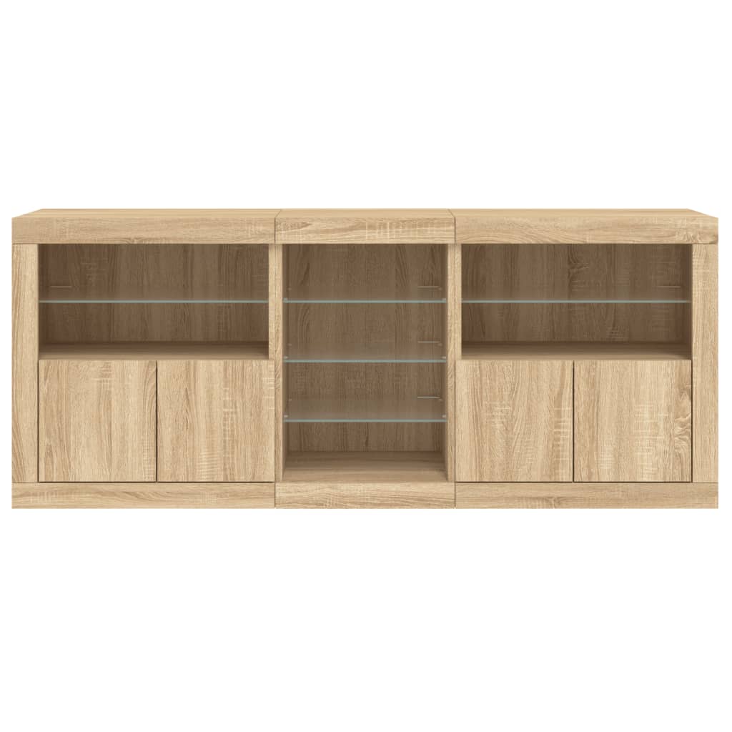Buffet avec lumières LED chêne sonoma 181,5x37x67 cm - XIOS