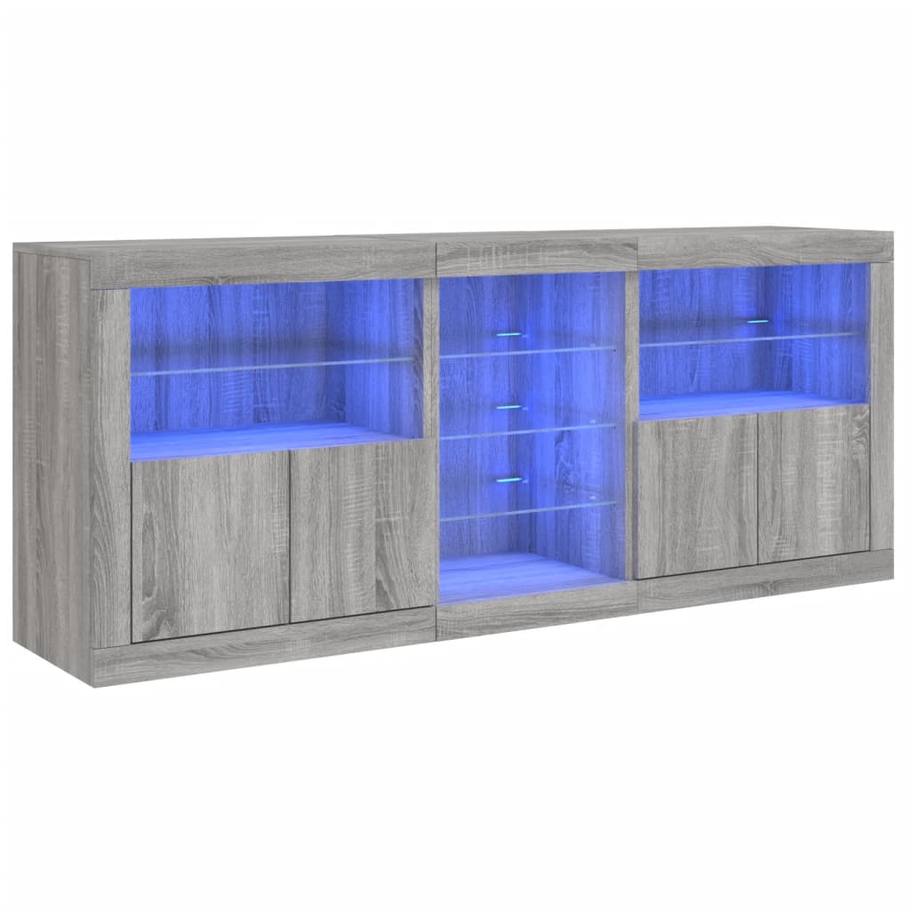 Buffet avec lumières LED sonoma gris 181,5x37x67 cm - XIOS