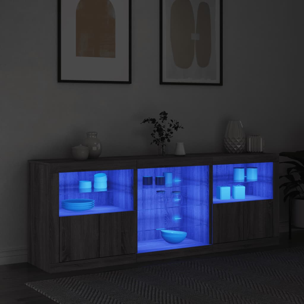 Buffet avec lumières LED sonoma gris 181,5x37x67 cm - XIOS