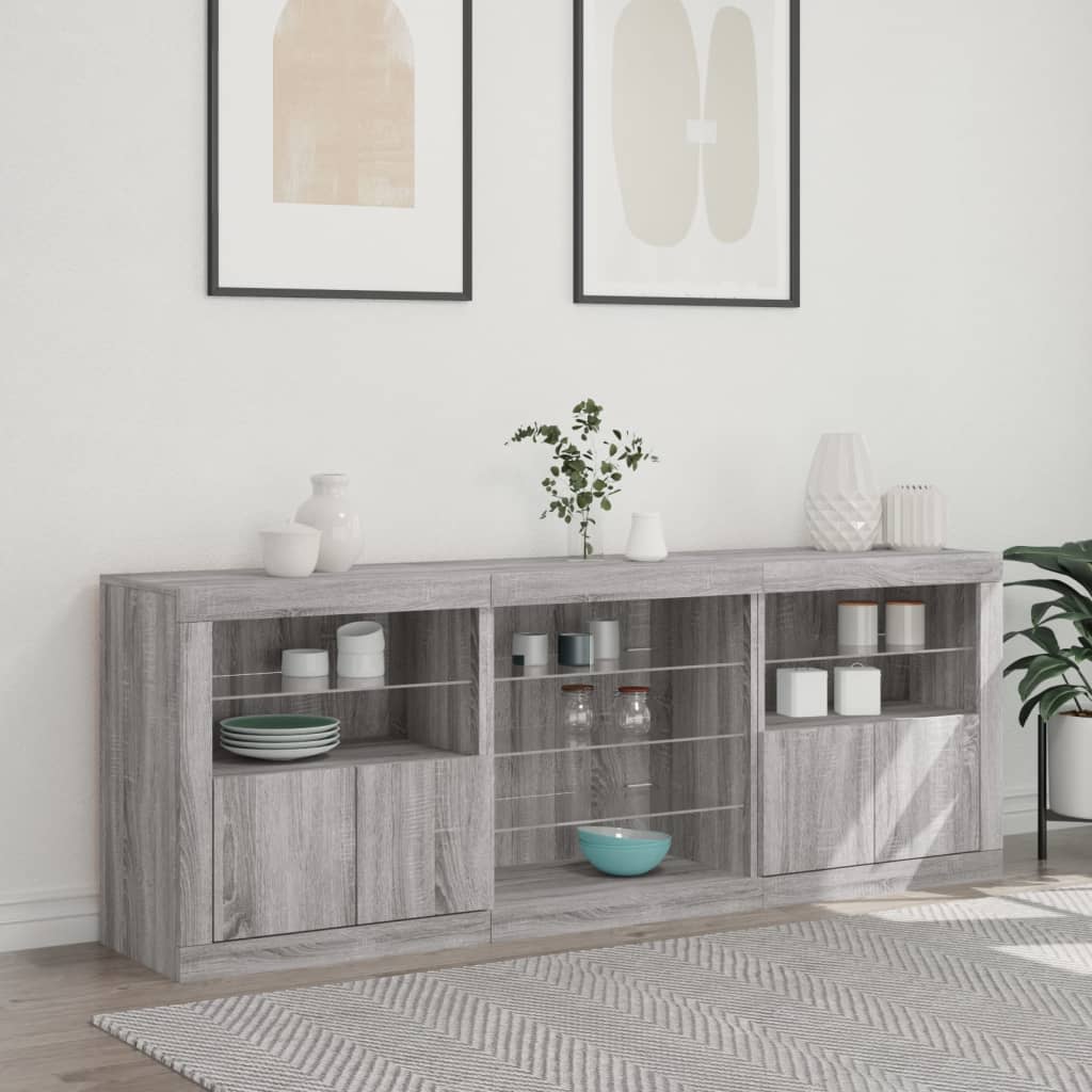 Buffet avec lumières LED sonoma gris 181,5x37x67 cm - XIOS