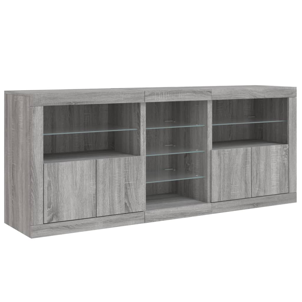 Buffet avec lumières LED sonoma gris 181,5x37x67 cm - XIOS