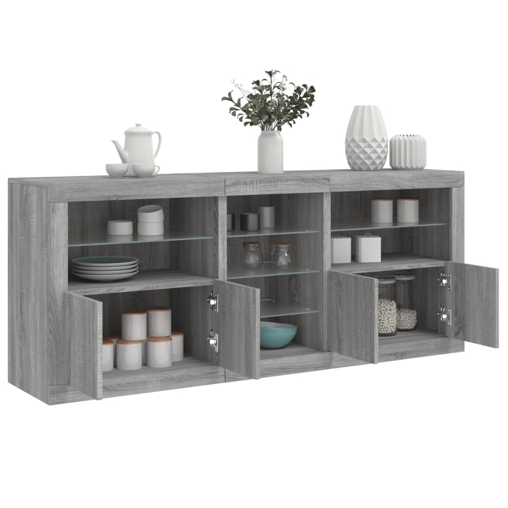 Buffet avec lumières LED sonoma gris 181,5x37x67 cm - XIOS