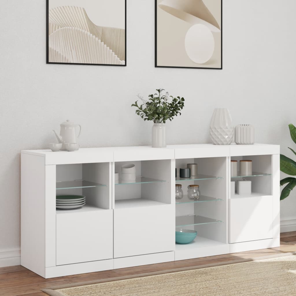 Buffet avec lumières LED blanc 164x37x67 cm - XIOS