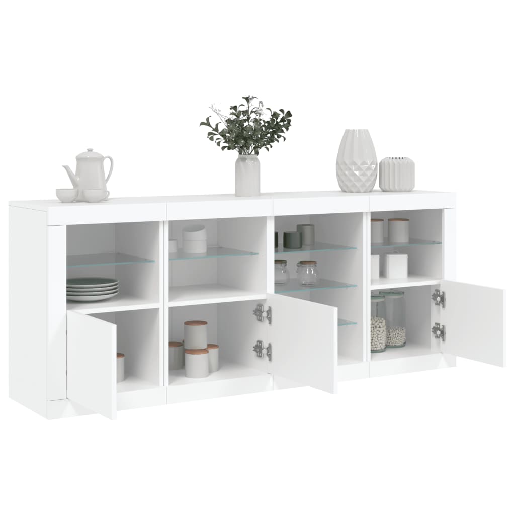 Buffet avec lumières LED blanc 164x37x67 cm - XIOS