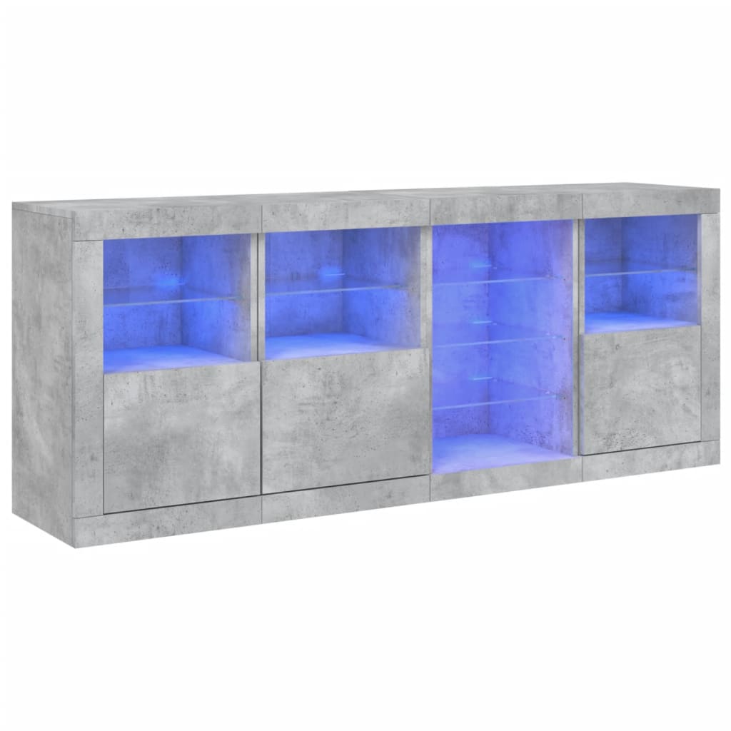 Buffet avec lumières LED gris béton 164x37x67 cm - XIOS