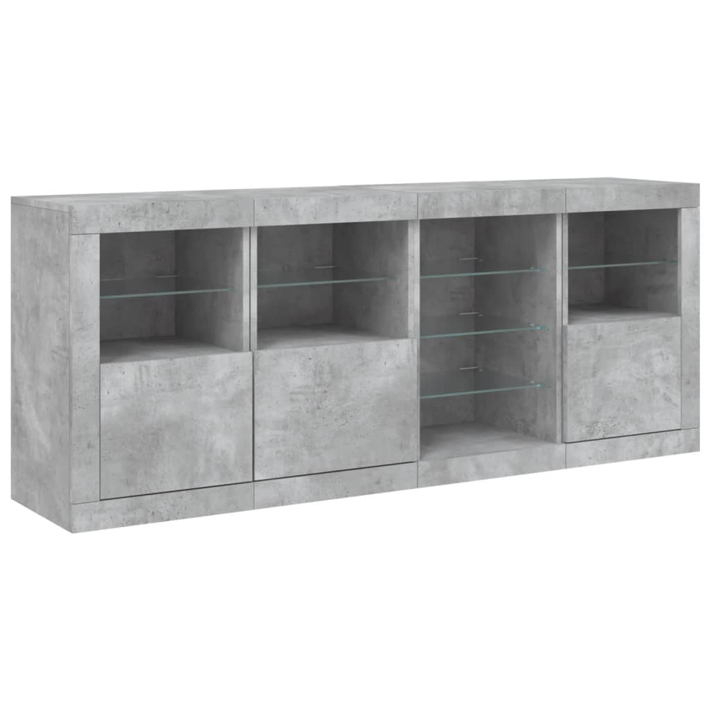Buffet avec lumières LED gris béton 164x37x67 cm - XIOS