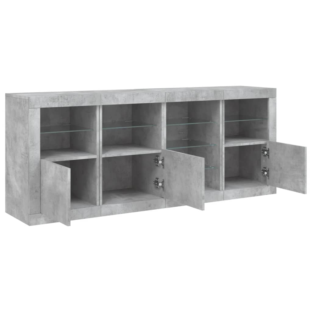 Buffet avec lumières LED gris béton 164x37x67 cm - XIOS