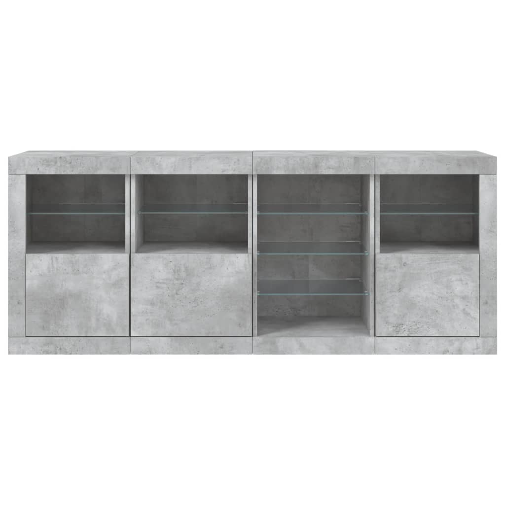 Buffet avec lumières LED gris béton 164x37x67 cm - XIOS
