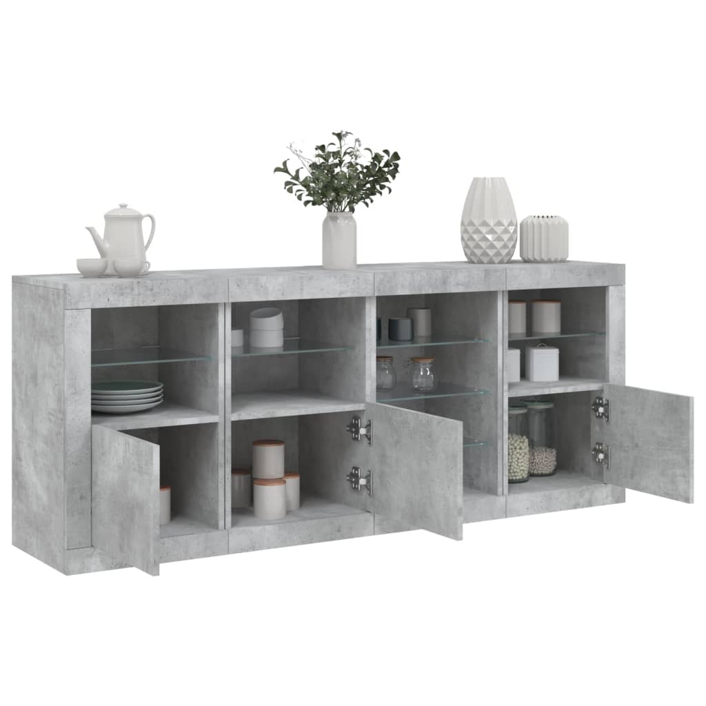 Buffet avec lumières LED gris béton 164x37x67 cm - XIOS
