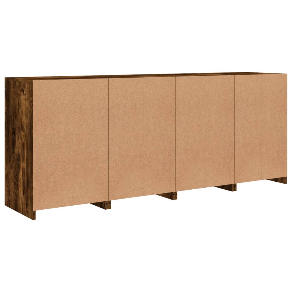 Buffet avec lumières LED chêne fumé 164x37x67 cm