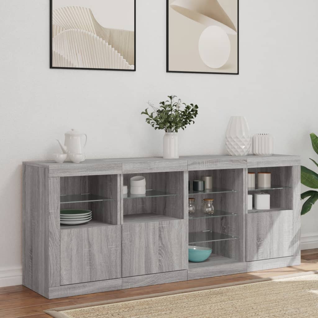 Buffet avec lumières LED sonoma gris 164x37x67 cm - XIOS