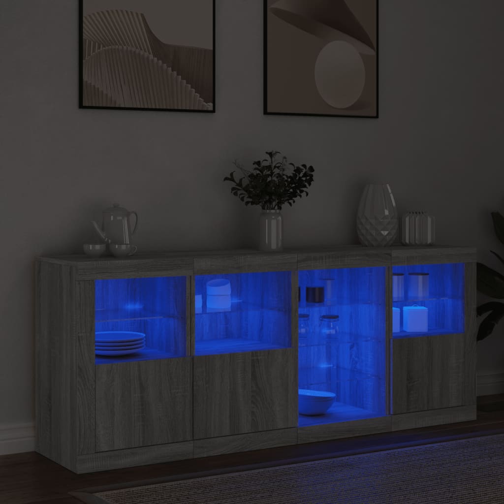 Buffet avec lumières LED sonoma gris 164x37x67 cm - XIOS