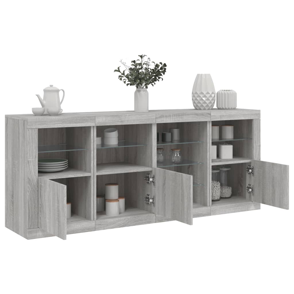 Buffet avec lumières LED sonoma gris 164x37x67 cm - XIOS