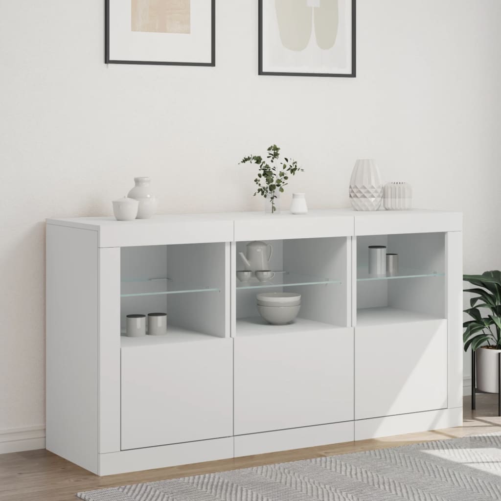 Buffet avec lumières LED blanc 123x37x67 cm - XIOS