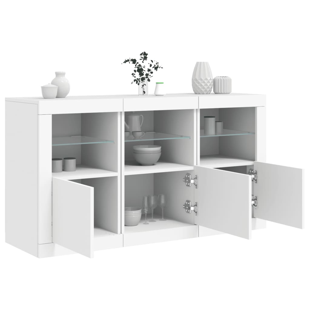Buffet avec lumières LED blanc 123x37x67 cm - XIOS