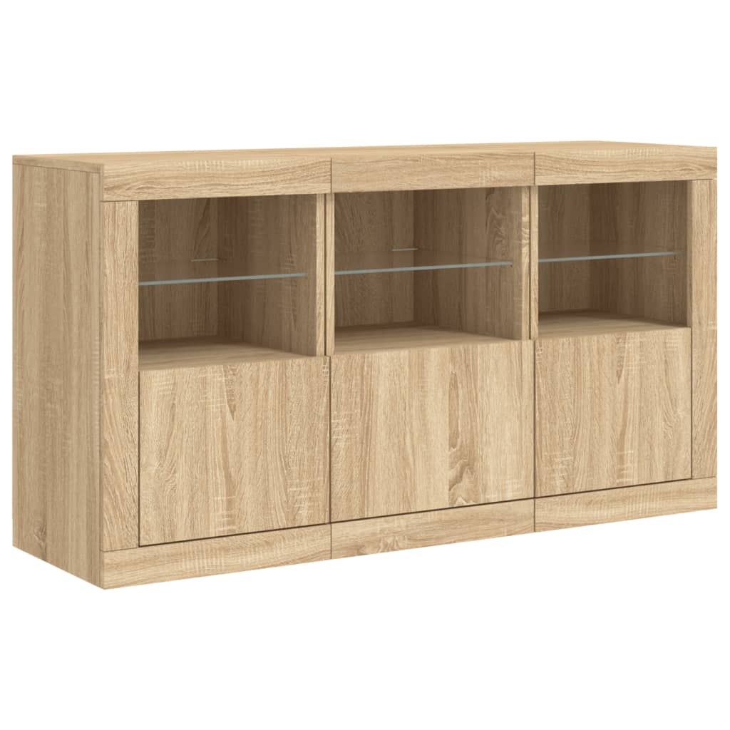 Buffet avec lumières LED chêne sonoma 123x37x67 cm - XIOS