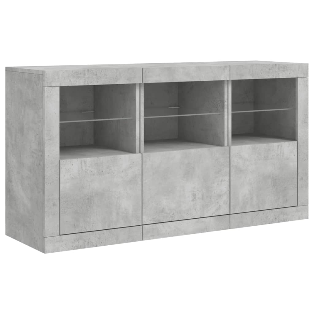 Buffet avec lumières LED gris béton 123x37x67 cm - XIOS