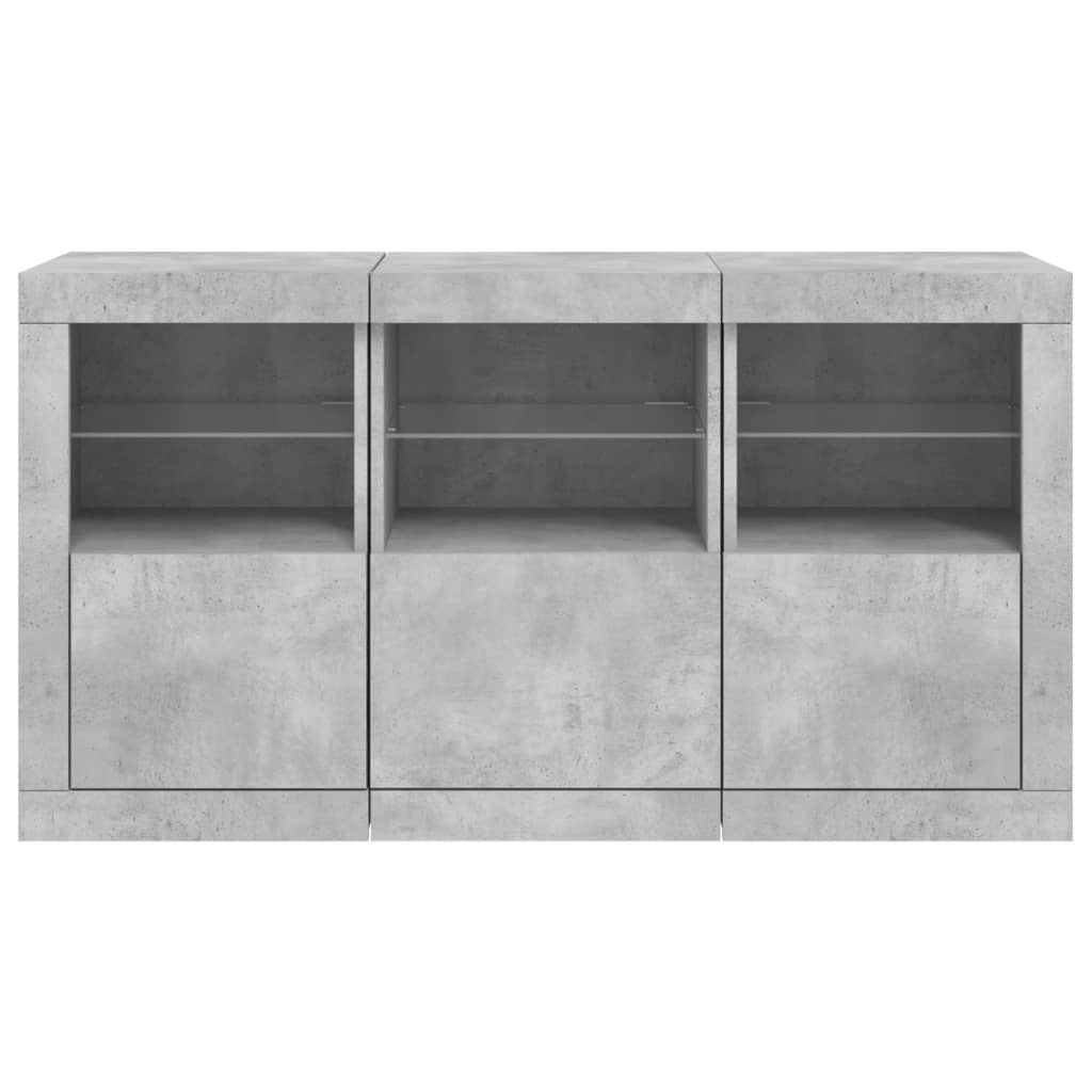 Buffet avec lumières LED gris béton 123x37x67 cm - XIOS
