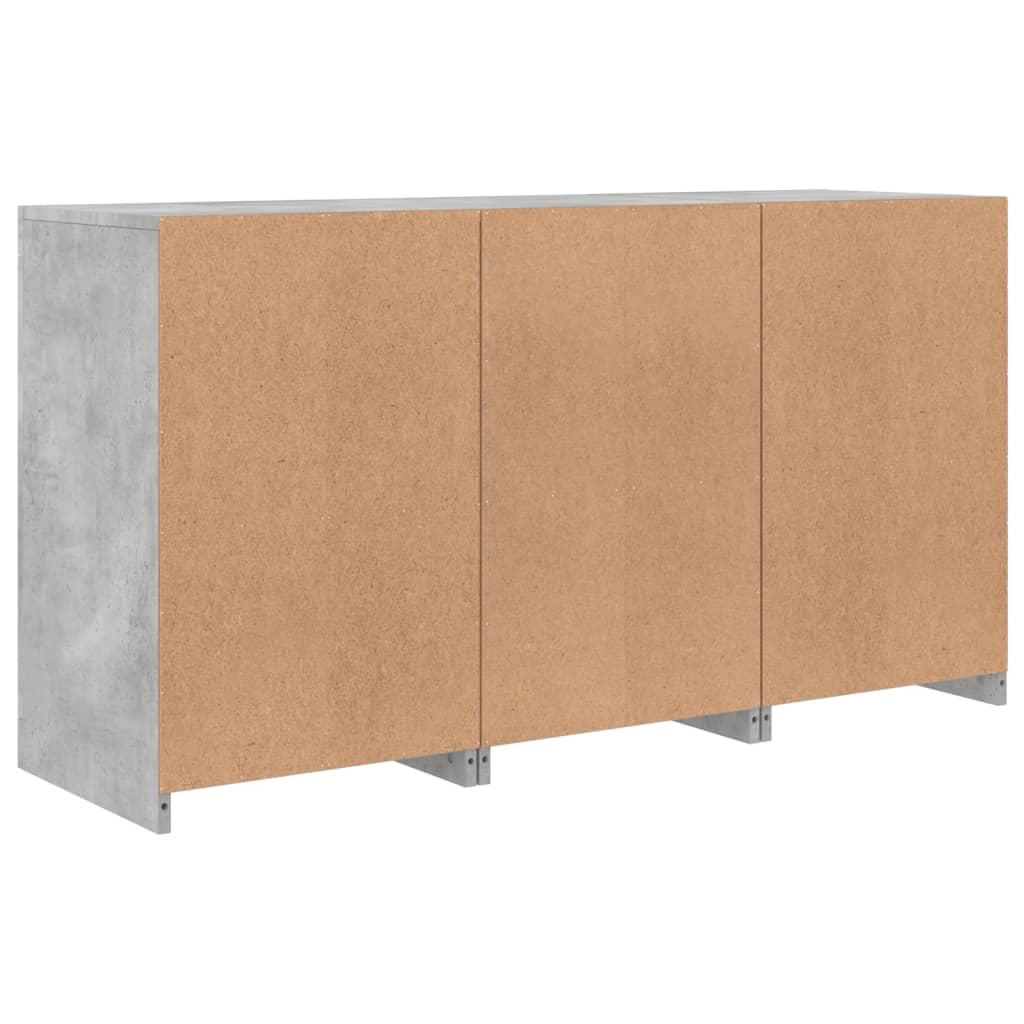 Buffet avec lumières LED gris béton 123x37x67 cm - XIOS