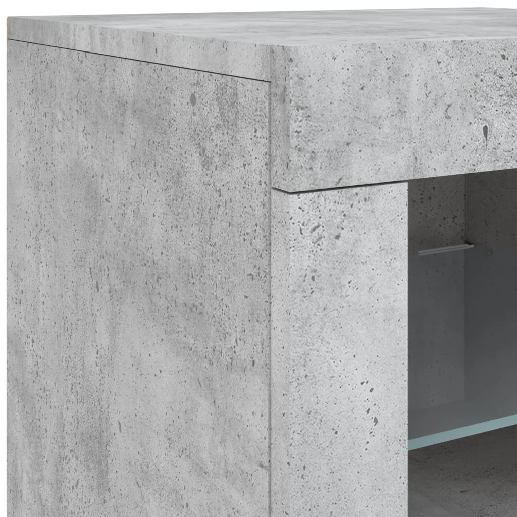 Buffet avec lumières LED gris béton 123x37x67 cm - XIOS