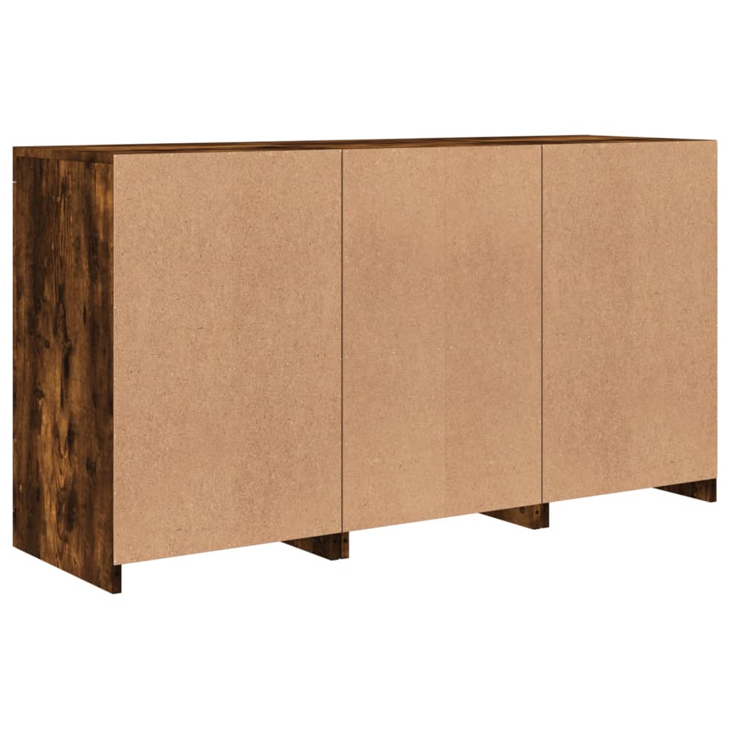 Buffet avec lumières LED chêne fumé 123x37x67 cm