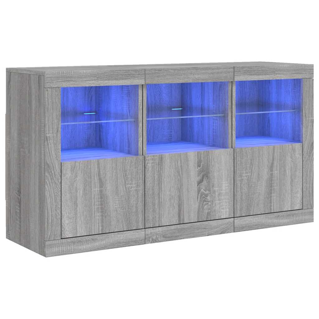 Buffet avec lumières LED sonoma gris 123x37x67 cm - XIOS