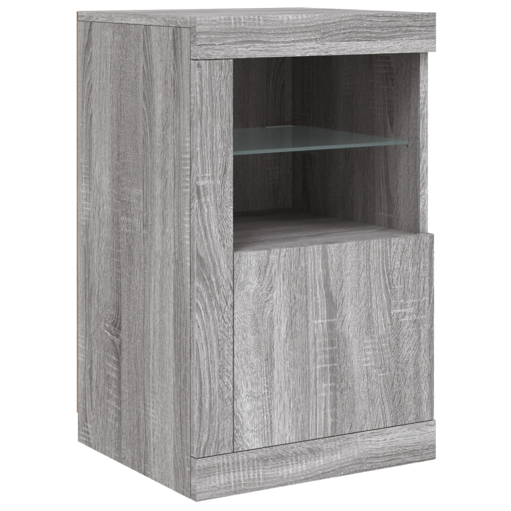 Buffet avec lumières LED sonoma gris 123x37x67 cm