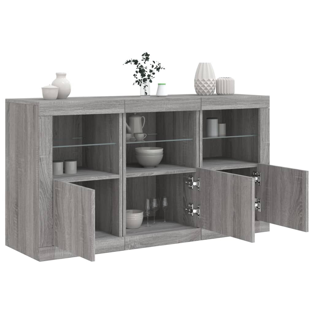 Buffet avec lumières LED sonoma gris 123x37x67 cm - XIOS