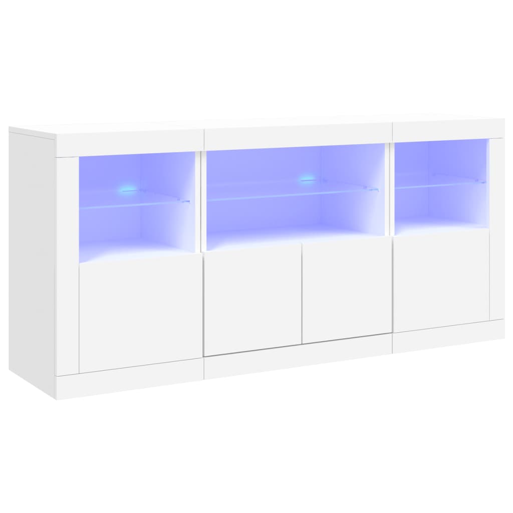 Buffet avec lumières LED blanc 142,5x37x67 cm - XIOS