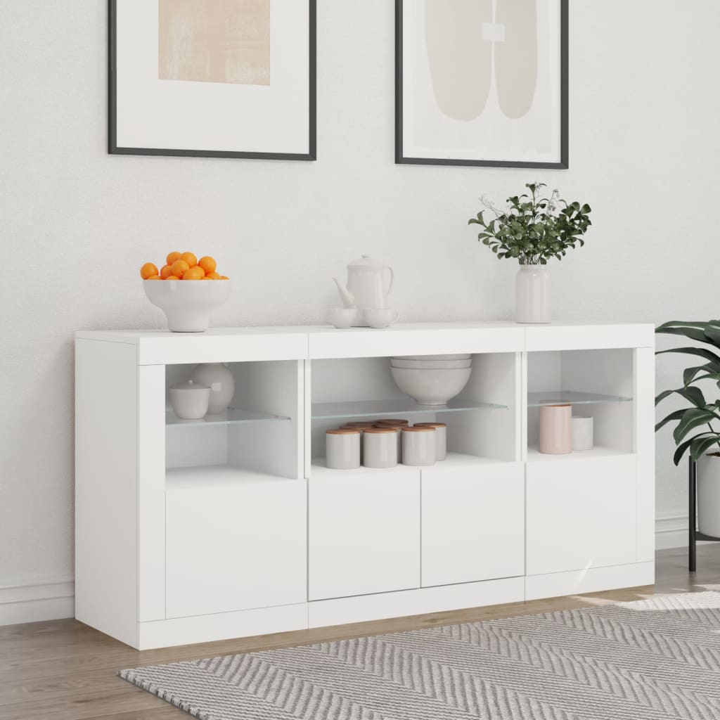 Buffet avec lumières LED blanc 142,5x37x67 cm - XIOS