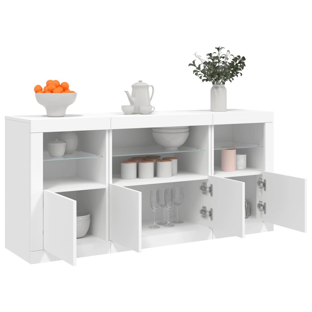 Buffet avec lumières LED blanc 142,5x37x67 cm - XIOS