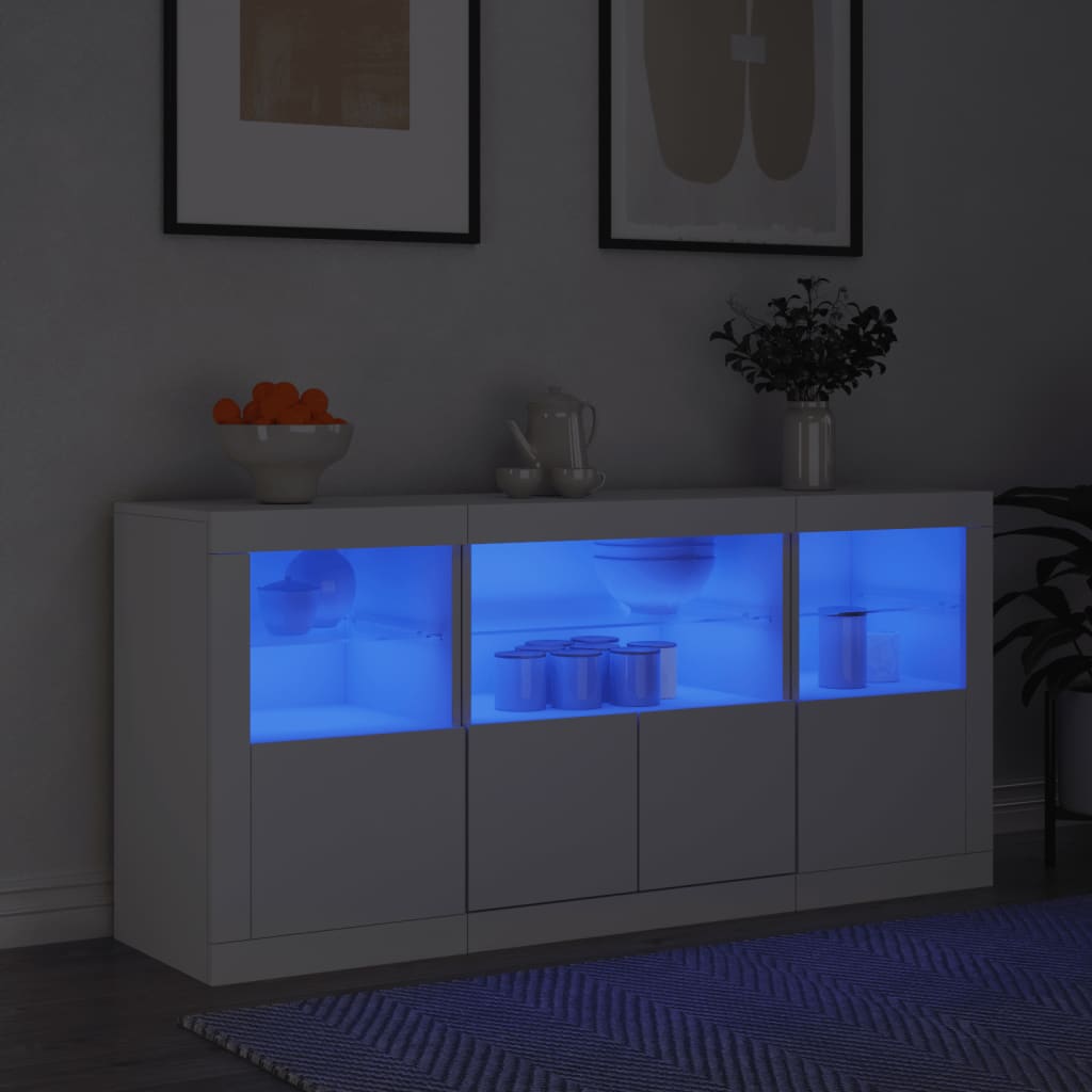 Buffet avec lumières LED blanc 142,5x37x67 cm - XIOS