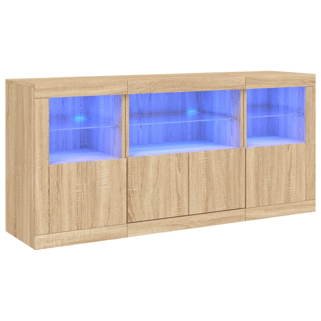 Buffet avec lumières LED chêne sonoma 142,5x37x67 cm - XIOS