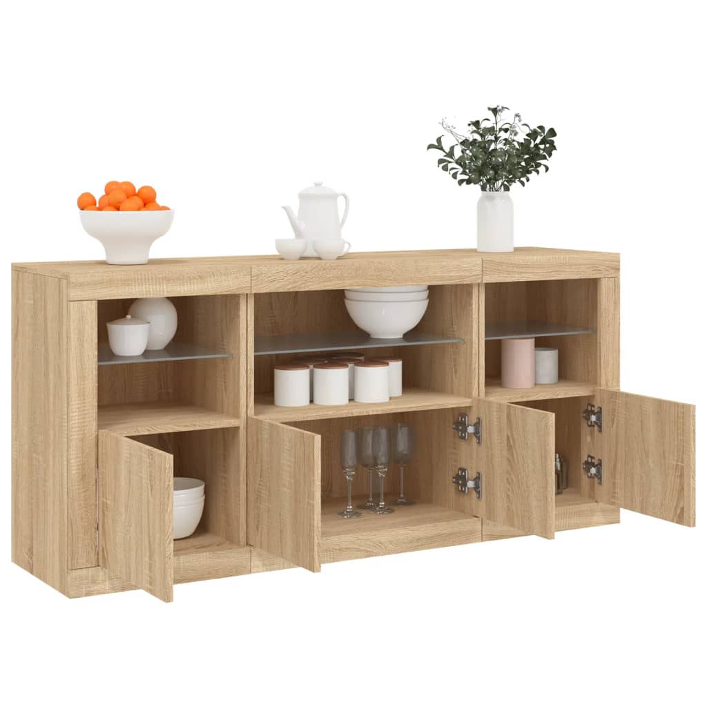 Buffet avec lumières LED chêne sonoma 142,5x37x67 cm - XIOS