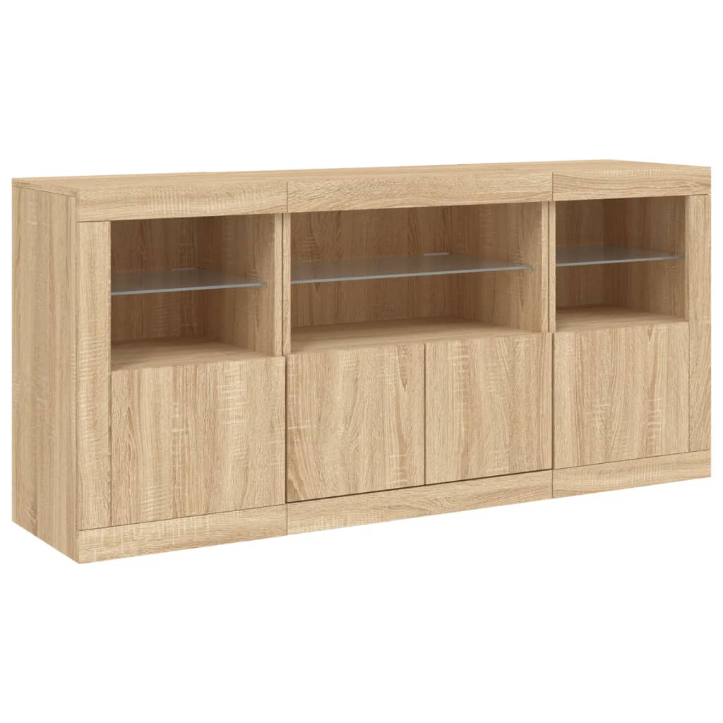 Buffet avec lumières LED chêne sonoma 142,5x37x67 cm - XIOS