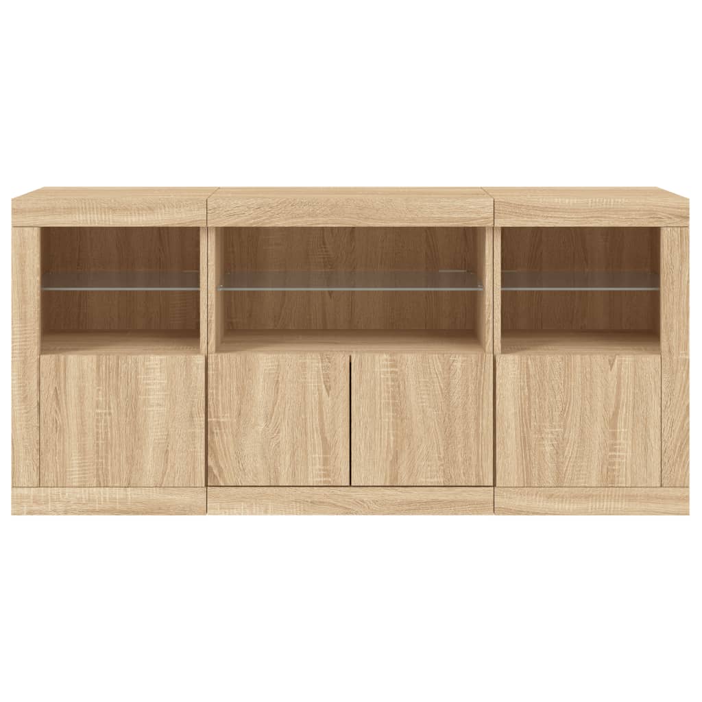 Buffet avec lumières LED chêne sonoma 142,5x37x67 cm - XIOS