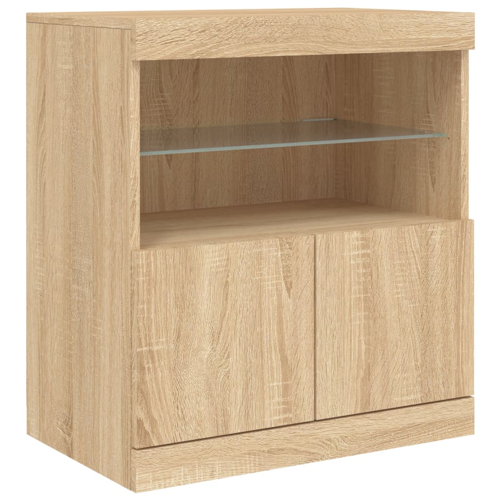 Buffet avec lumières LED chêne sonoma 142,5x37x67 cm - XIOS