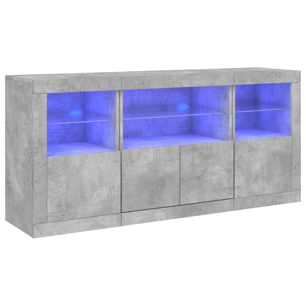 Buffet avec lumières LED gris béton 142,5x37x67 cm - XIOS