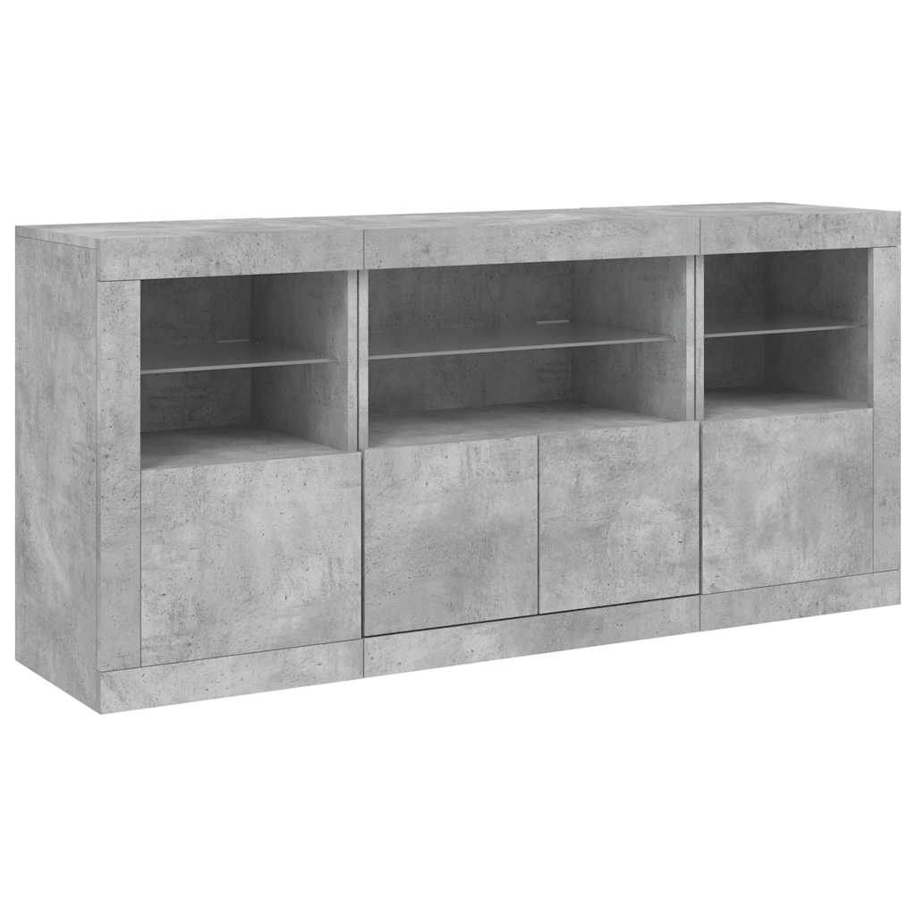 Buffet avec lumières LED gris béton 142,5x37x67 cm - XIOS
