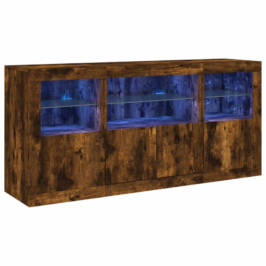 Buffet avec lumières LED chêne fumé 142,5x37x67 cm - XIOS