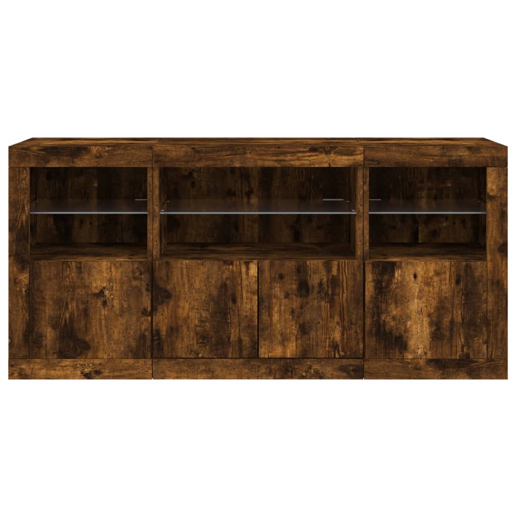 Buffet avec lumières LED chêne fumé 142,5x37x67 cm - XIOS