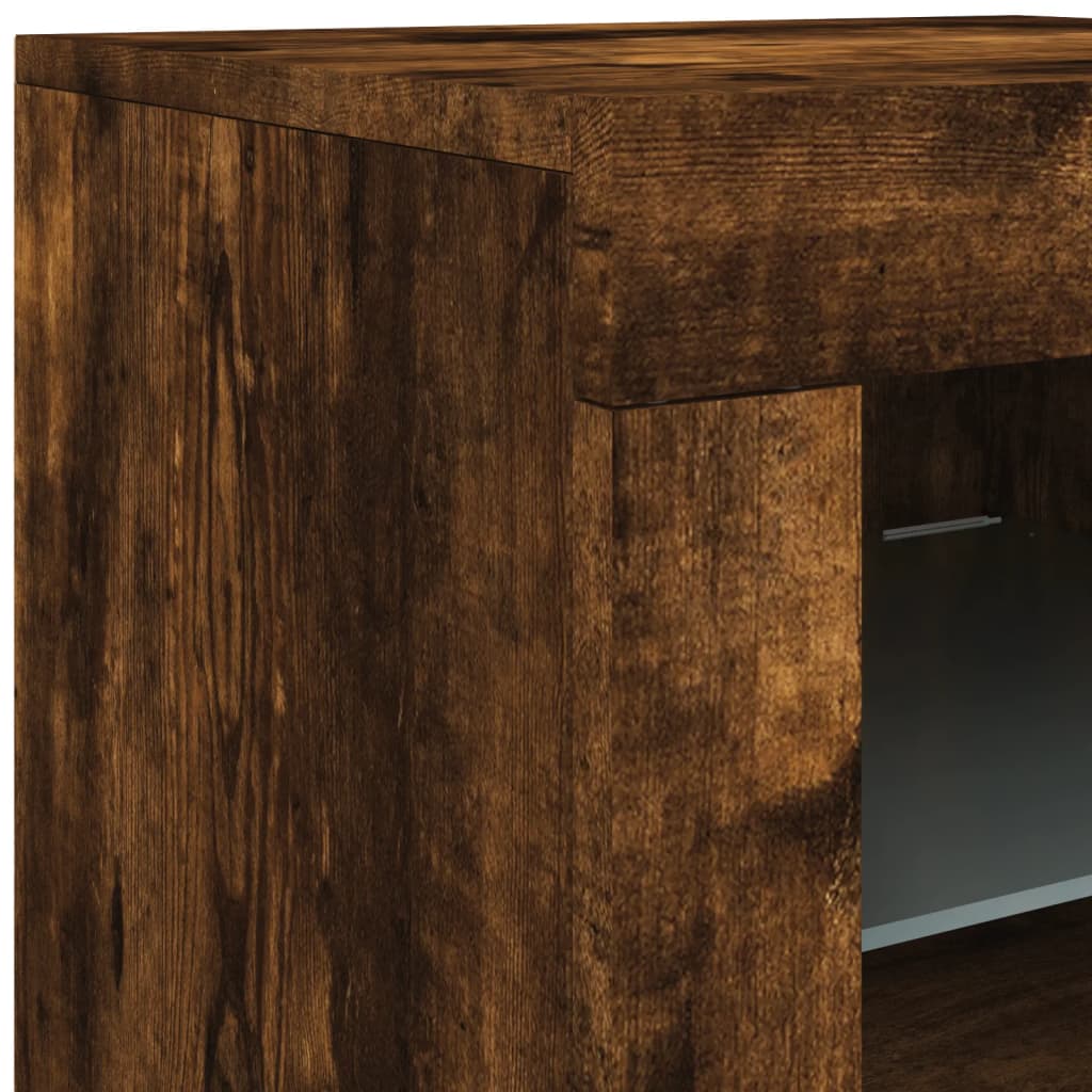 Buffet avec lumières LED chêne fumé 142,5x37x67 cm - XIOS