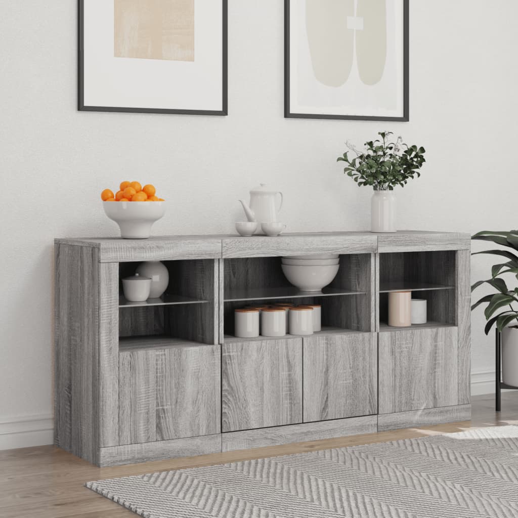 Buffet avec lumières LED sonoma gris 142,5x37x67 cm - XIOS