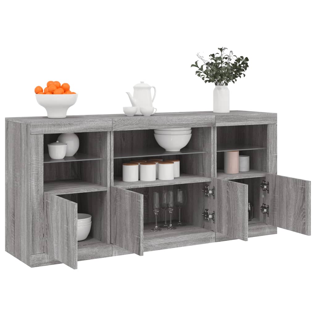 Buffet avec lumières LED sonoma gris 142,5x37x67 cm - XIOS