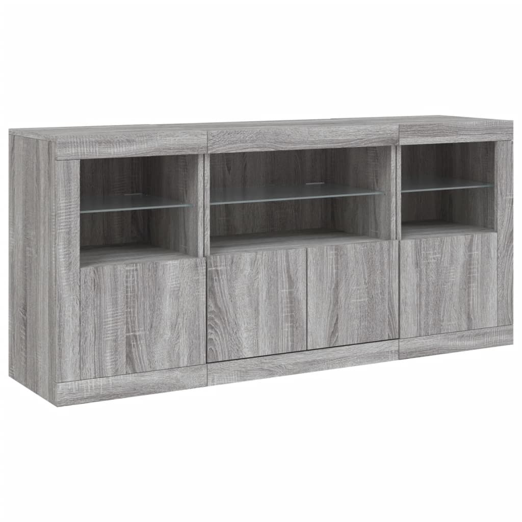 Buffet avec lumières LED sonoma gris 142,5x37x67 cm - XIOS