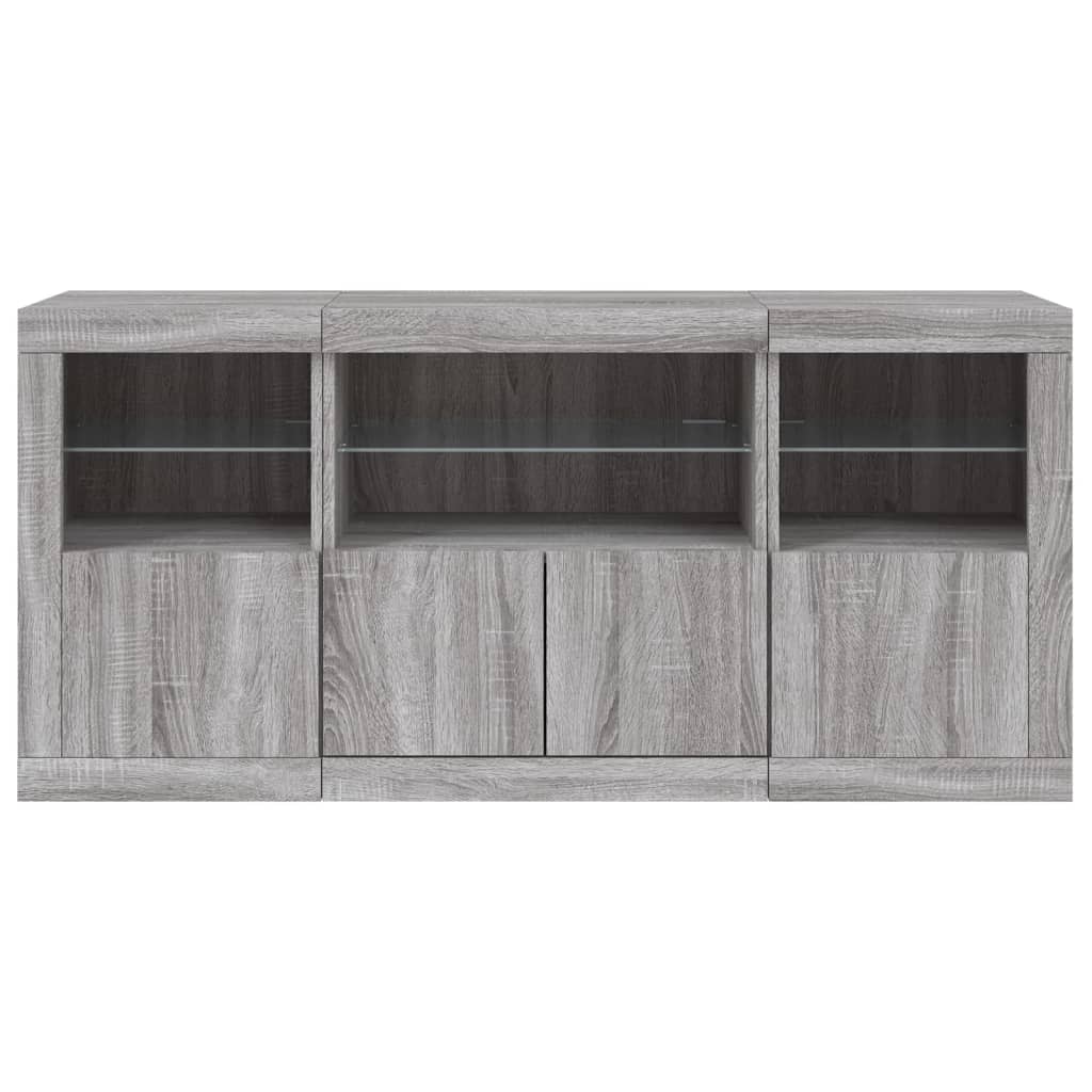 Buffet avec lumières LED sonoma gris 142,5x37x67 cm - XIOS