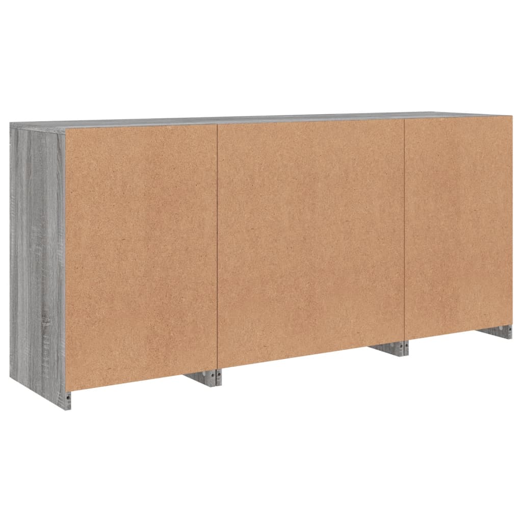 Buffet avec lumières LED sonoma gris 142,5x37x67 cm