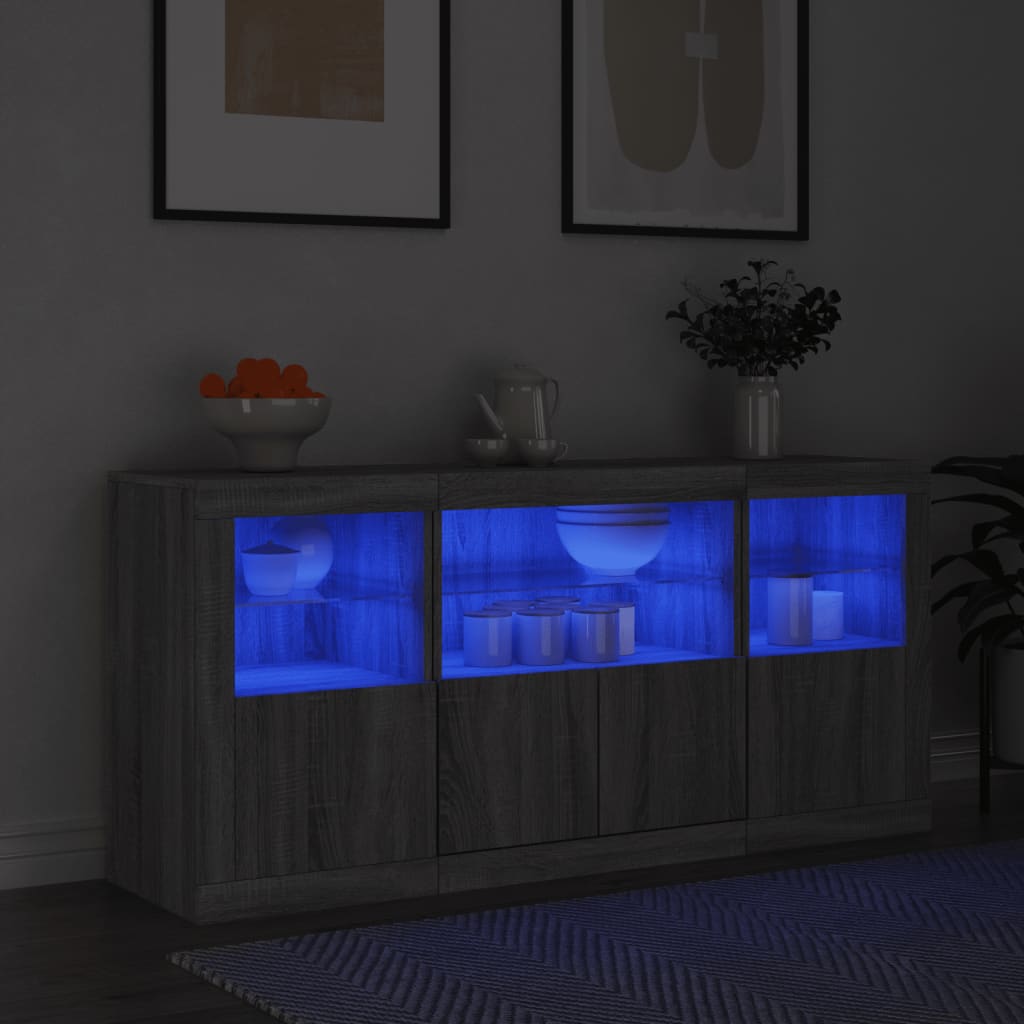 Buffet avec lumières LED sonoma gris 142,5x37x67 cm - XIOS