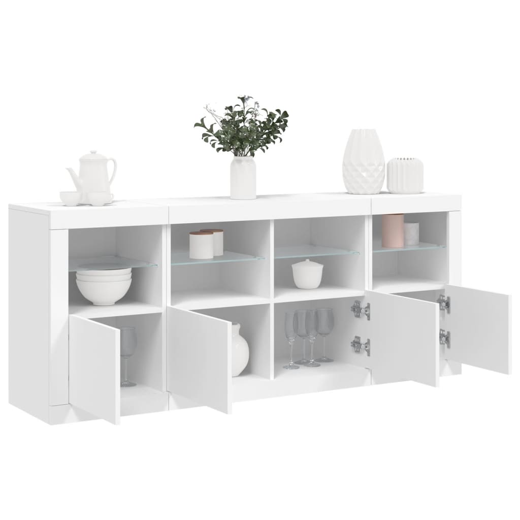 Buffet avec lumières LED blanc 163x37x67 cm - XIOS
